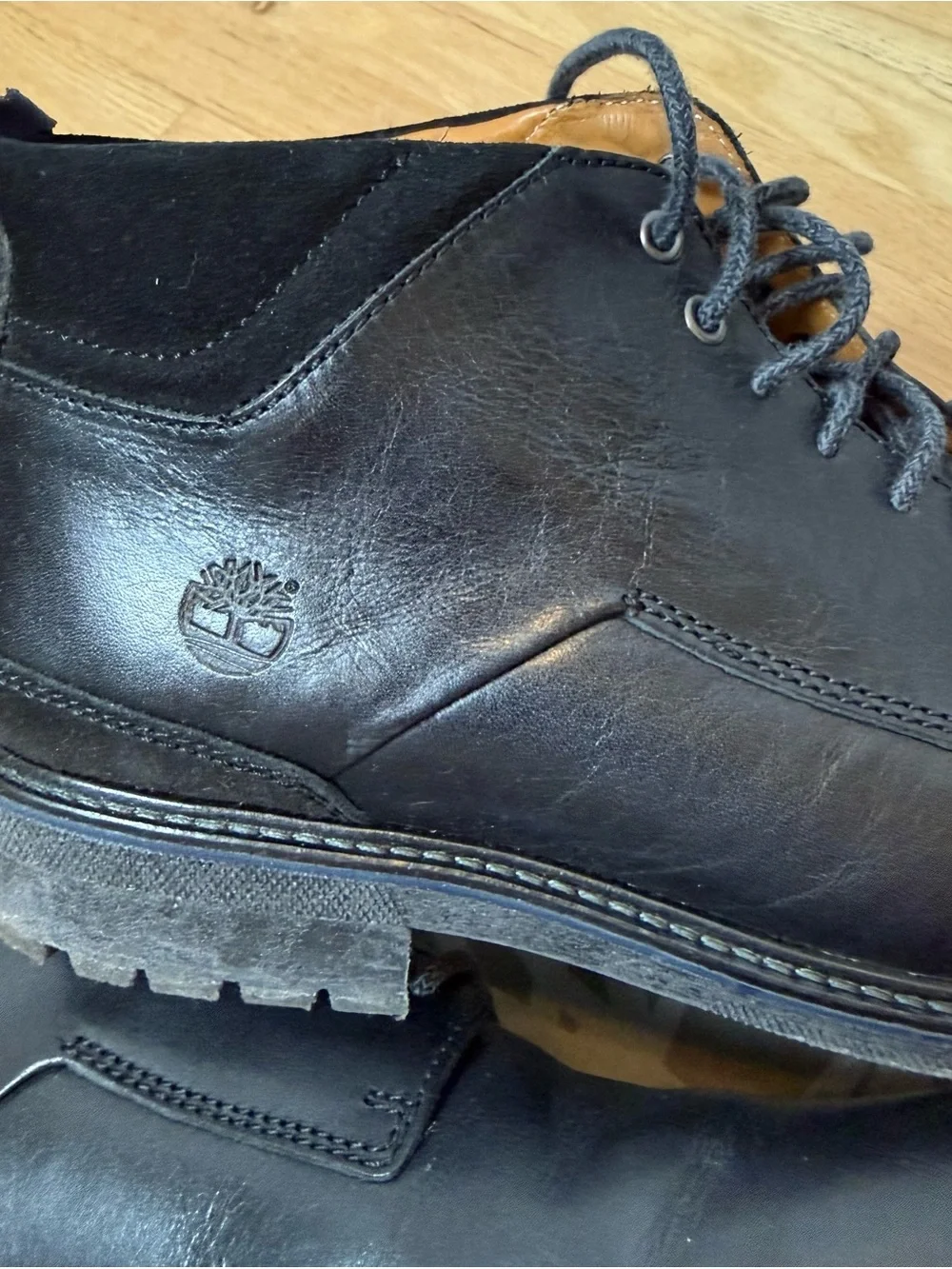 Timberland Men's Black Leather Lace-Up Chukka Boots Size 10.5